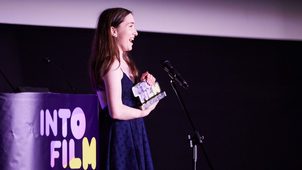 Best Animation - 12 and Over winner Zoe enjoying her moment on stage