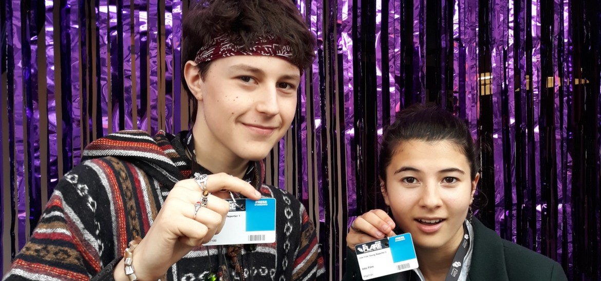 Young Reporters Jake and Eden at BFI Flare Festival 2019